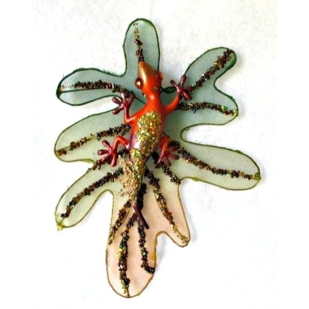 Lizard Gecko on Leaf Christmas Ornament Southwest Decor